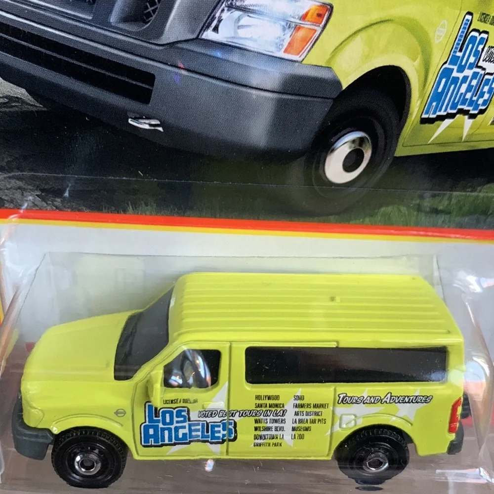 Matchbox Car Nissan NV Los Angeles LA Tour Van Yellow 63/100 MB MBX LA New